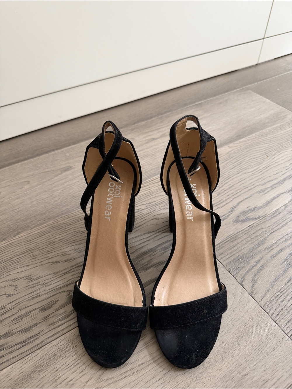EUC Black Strappy Block Heel Sandals